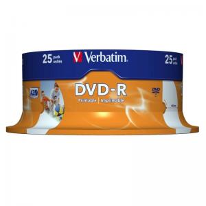 TARRINA 25 UNIDADES VERBATIM 43538 - DVD-R - 16X - 4.7GB - PRINTABLE - Imagen 1