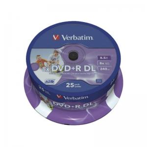 TARRINA DE DVD DOBLE CAPA VERBATIM 25 UNIDADES DVD+R DL 8.5GB 8X - Imagen 1