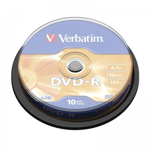 DVD-R VERBATIM ADVANCED AZO 16X 4.7GB TARRINA 10 UNIDADES - Imagen 1