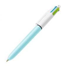 Caja de Bolígrafos de Tinta de Aceite Retráctil Bic Fashion 887777/ 12 unidades/ 4 Colores de Tinta/ Cuerpo Color Azul Pastel