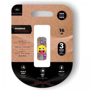 Pendrive 16GB Tech One Tech Emoji guiño USB 2.0 - Imagen 1