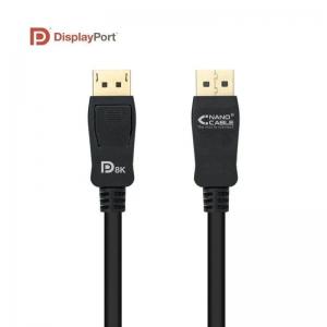 Cable Displayport 1.4 8K Nanocable 10.15.2501-L150/ Displayport Macho - Displayport Macho/ 1.5m/ Certificado/ Negro - Imagen 1