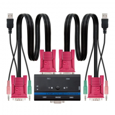 KVM NANOCABLE 10.12.0001 PARA 2 PC - CPU: 2*VGA + 2*USB + 4*JACK 3.5 / CONSOLA: 2*USB + VGA + 2*JACK 2.5 - 1.4M