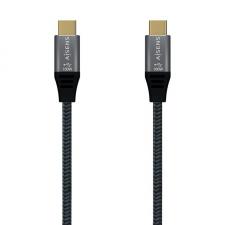 Cable USB 3.2 Tipo-C Aisens A107-0634/ USB Tipo-C Macho - USB Tipo-C Macho/ 2m/ Gris