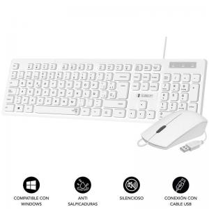 Teclado y Ratón Subblim Combo Business Slim Silencioso/ Blanco