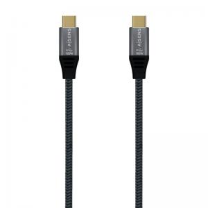 Cable USB 3.1 Tipo-C Aisens A107-0671 20GBPS 100W/ USB Tipo-C Macho - USB Tipo-C Macho/ 1m/ Gris