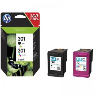 MULTIPACK 2 CARTUCHOS HP Nº301 - 1XNEGRO - 1XTRICOLOR N9J72AE J3M81AE - Imagen 1