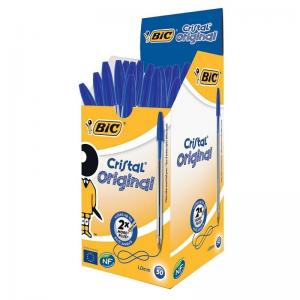 CAJA DE 50 UNIDADES BOLIGRAFO TINTA ACEITE PUNTA 1.0 MM AZUL BIC CRISTAL - Imagen 1