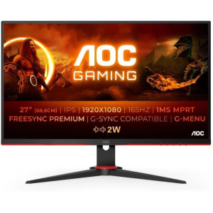 Monitor Gaming AOC 27G2SPAE/BK 27'/ Full HD/ 1ms/ 165Hz/ IPS/ Multimedia/ Negro y Rojo