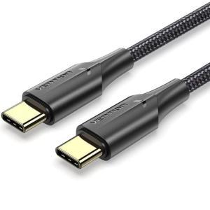 Cable USB 2.0 Tipo-C 3A Vention TAUBG/ USB Tipo-C Macho - USB Tipo-C Macho/ Hasta 60W/ 480Mbps/ 1.5m/ Negro