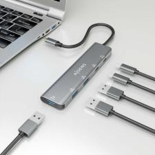 Hub USB Tipo-C Aisens A109-0857/ 3xUSB/ 1xUSB Tipo-C/ 1xUSB Tipo-C PD/ Gris