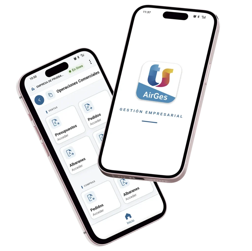AirGes i Air Server Cloud: el teu ClassicGes al mòbil i al núvol 1 Dos móviles con la app AirGes: inicio y operaciones comerciales