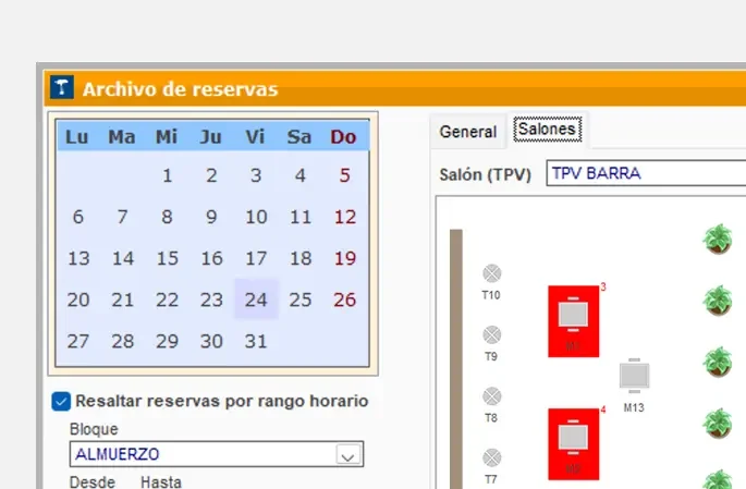 ClassicGes 7 de AIG: programa de gestión y TPV para pymes y autónomos 6 Reservas y plano de mesas en ClassicGes